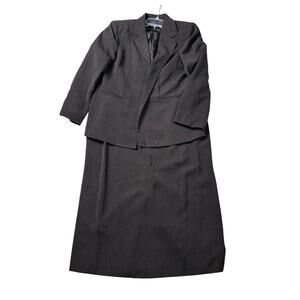 KASPER Women’s Gray Polyester long Skirt Suit Set plus Sz 18 workwear xxl 2 pc